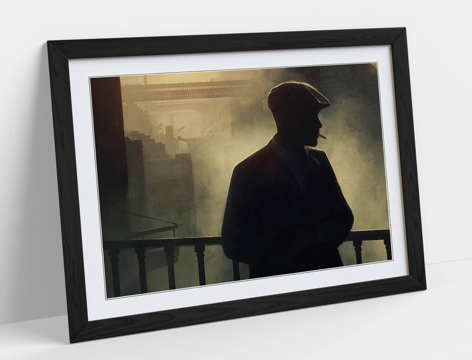 Peaky Blinders Thomas Shelby Smoking - Framed Poster Print in Black, Walnut and Oak