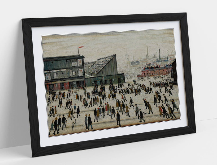 L.S. Lowry Wall Art Print –  L.S. Lowry 'Going to the Match' with Woodgrain Frame - Poster Print and Framed print Available in Black, Walnut, Oak