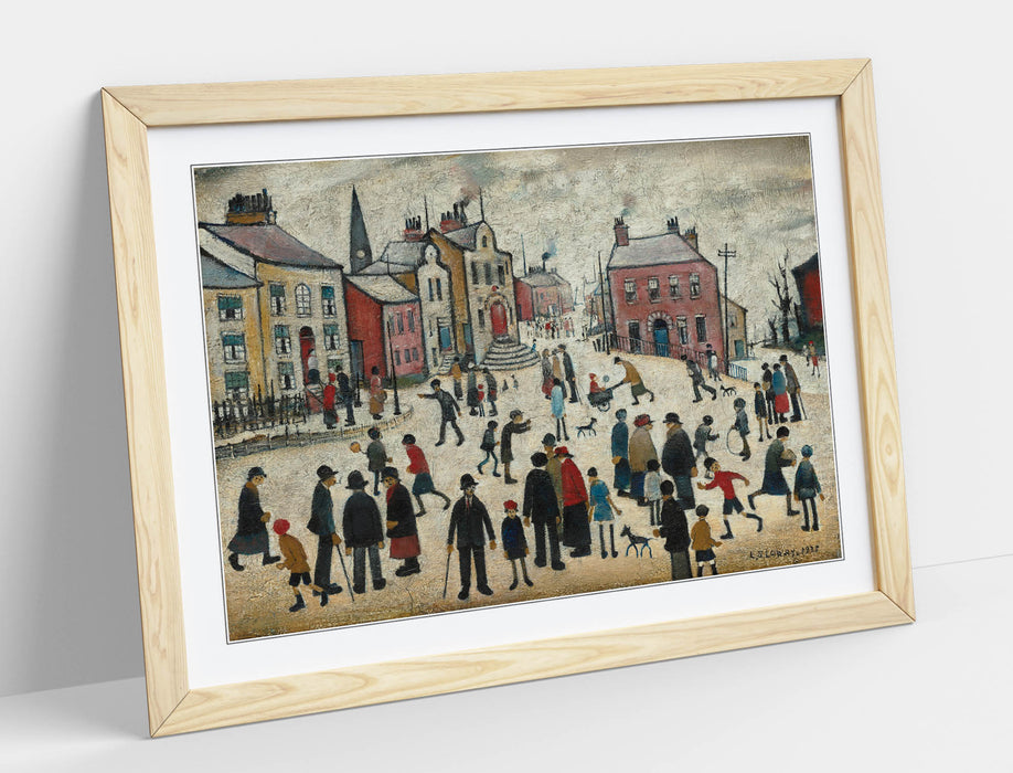 Canvas Wall Art | Handmade LS Lowry 'People Standing About' Painting - Framed Print