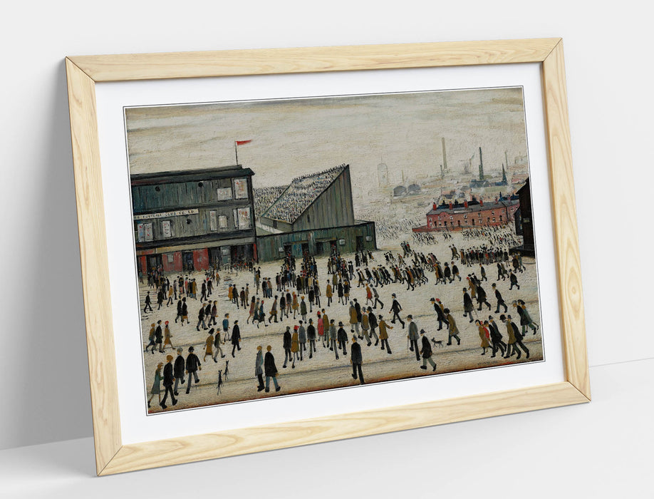 L.S. Lowry Wall Art Print –  L.S. Lowry 'Going to the Match' with Woodgrain Frame - Poster Print and Framed print Available in Black, Walnut, Oak