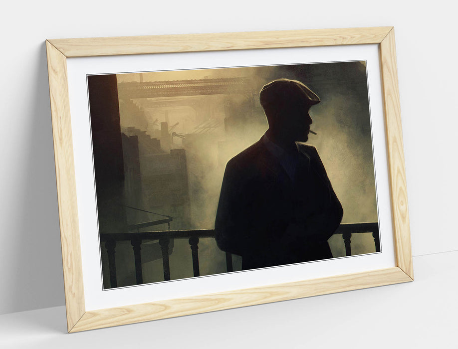 Peaky Blinders Thomas Shelby Smoking - Framed Poster Print in Black, Walnut and Oak