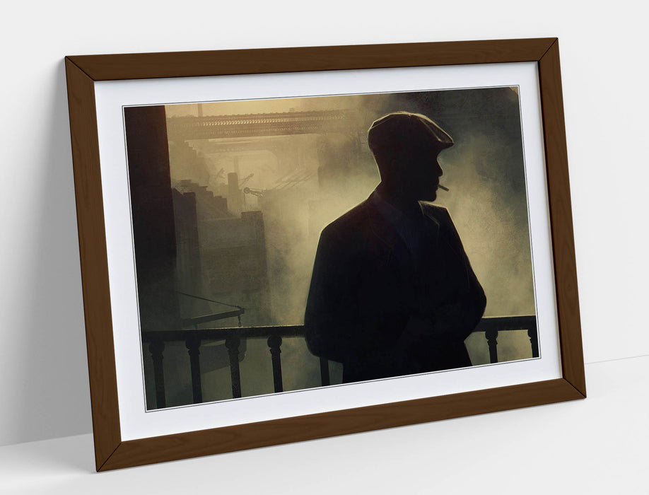Peaky Blinders Thomas Shelby Smoking - Framed Poster Print in Black, Walnut and Oak