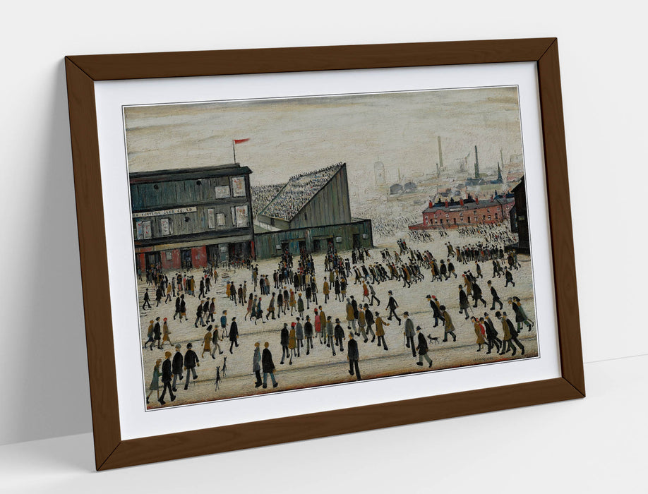 L.S. Lowry Wall Art Print –  L.S. Lowry 'Going to the Match' with Woodgrain Frame - Poster Print and Framed print Available in Black, Walnut, Oak