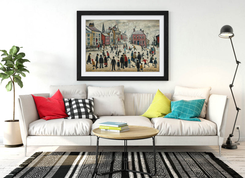 Canvas Wall Art | Handmade LS Lowry 'People Standing About' Painting - Framed Print