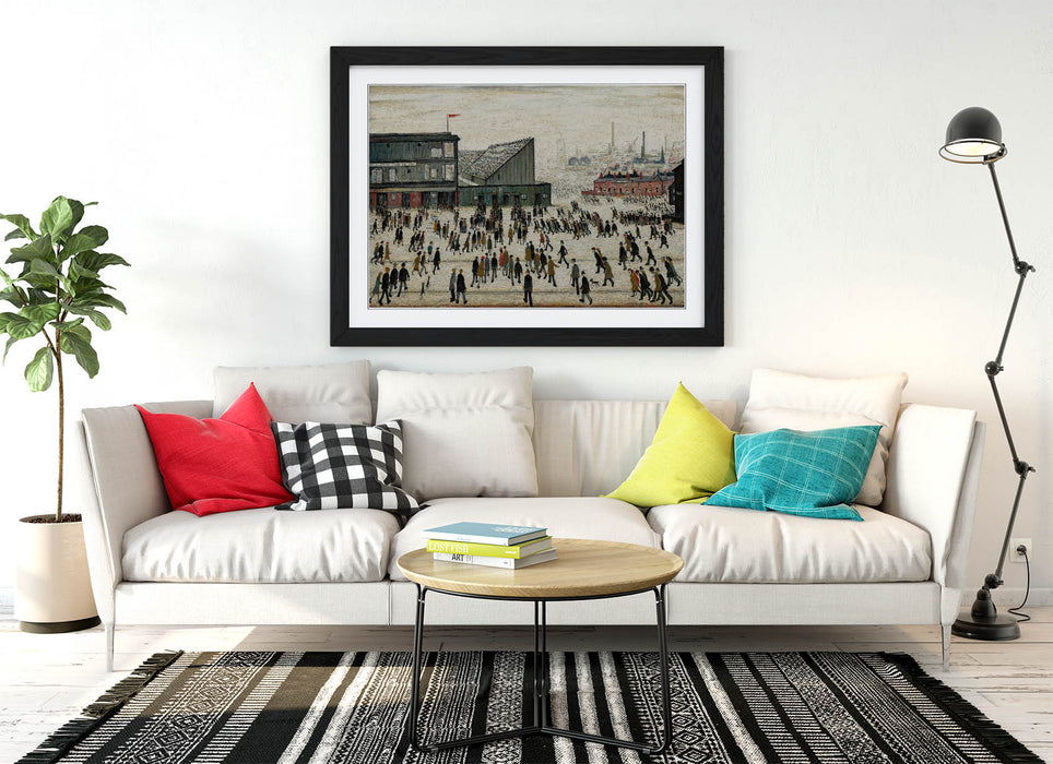 L.S. Lowry Wall Art Print –  L.S. Lowry 'Going to the Match' with Woodgrain Frame - Poster Print and Framed print Available in Black, Walnut, Oak
