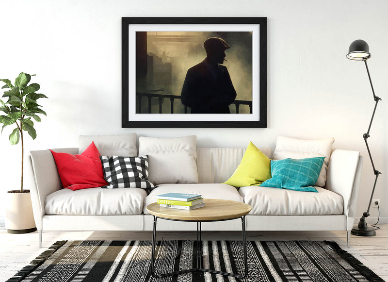 Peaky Blinders Thomas Shelby Smoking - Framed Poster Print in Black, Walnut and Oak