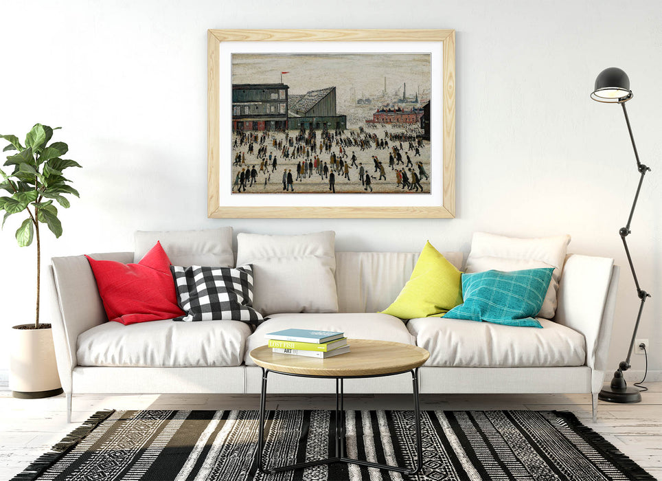 L.S. Lowry Wall Art Print –  L.S. Lowry 'Going to the Match' with Woodgrain Frame - Poster Print and Framed print Available in Black, Walnut, Oak