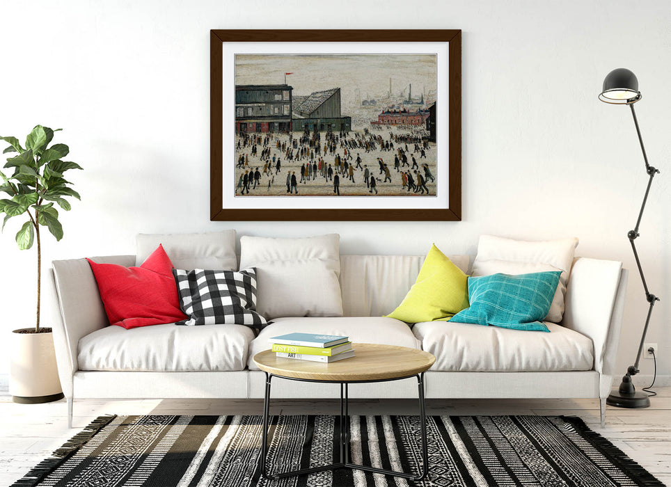 L.S. Lowry Wall Art Print –  L.S. Lowry 'Going to the Match' with Woodgrain Frame - Poster Print and Framed print Available in Black, Walnut, Oak