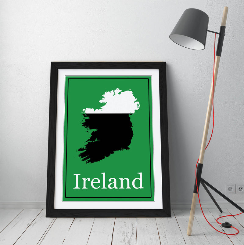 Ireland as a Pint of Stout - Colorful Wall Art With Woodgrain Frame & Matte Paper Print