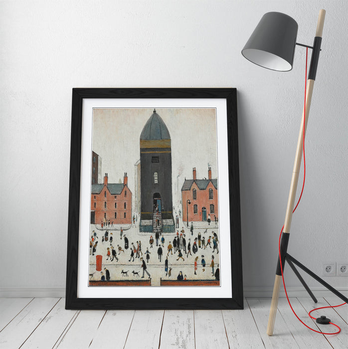 Framed Wall Art Print - L.S. Lowry 'Old Church Tower' On Matte Paper with Black, Walnut, Oak Frame