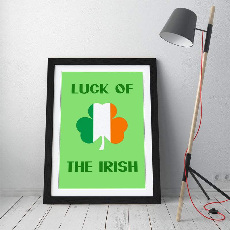 Luck of the Irish - Colorful Wall Art With Woodgrain Frame & Matte Paper Print