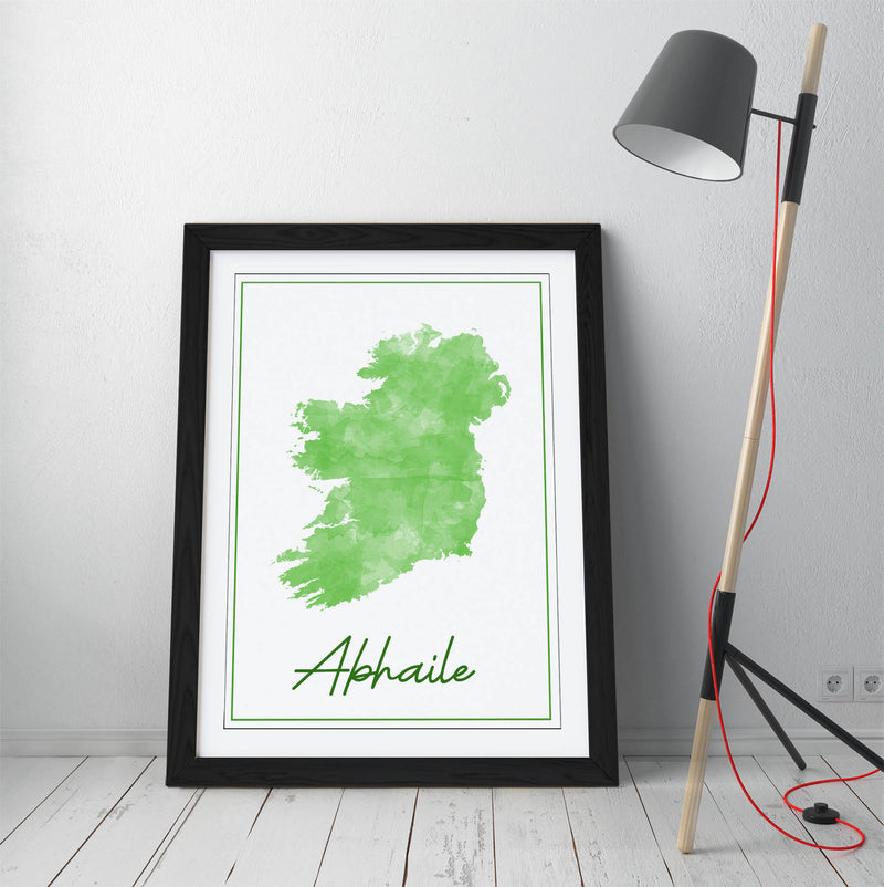 Watercolour Ireland 'Abhaile' - Colorful Wall Art With Woodgrain Frame & Matte Paper Print