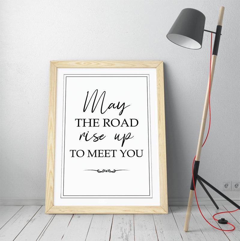 May The Road Rise up to Meet You (Irish Blessing) - Colorful Wall Art With Woodgrain Frame & Matte Paper Print