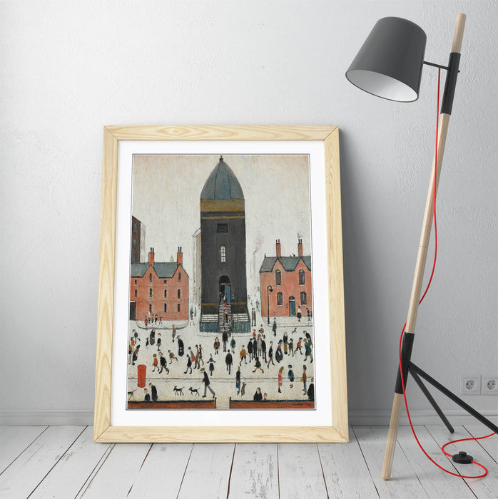 Framed Wall Art Print - L.S. Lowry 'Old Church Tower' On Matte Paper with Black, Walnut, Oak Frame