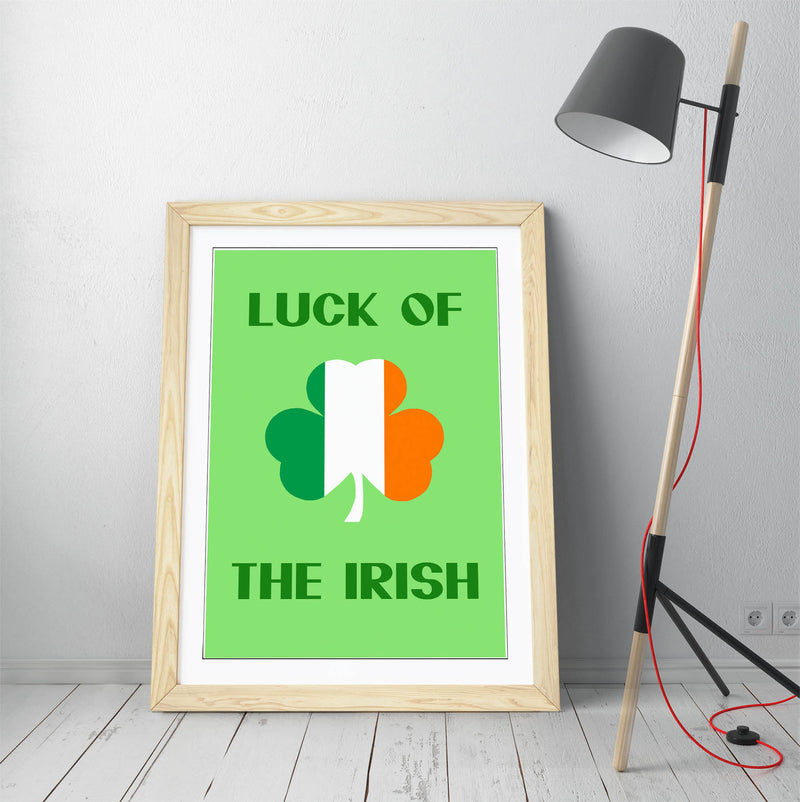 Luck of the Irish - Colorful Wall Art With Woodgrain Frame & Matte Paper Print