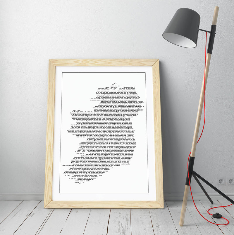 Grace Lyrics in the Shape of Ireland 'Wolfe Tones' - Colorful Wall Art With Woodgrain Frame & Matte Paper Print