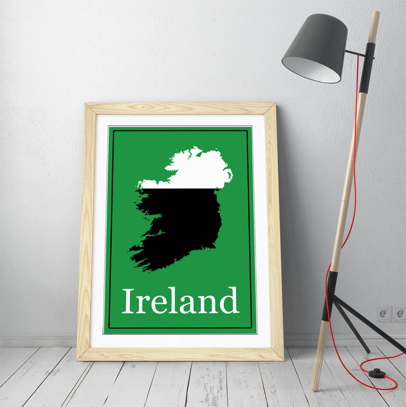 Ireland as a Pint of Stout - Colorful Wall Art With Woodgrain Frame & Matte Paper Print
