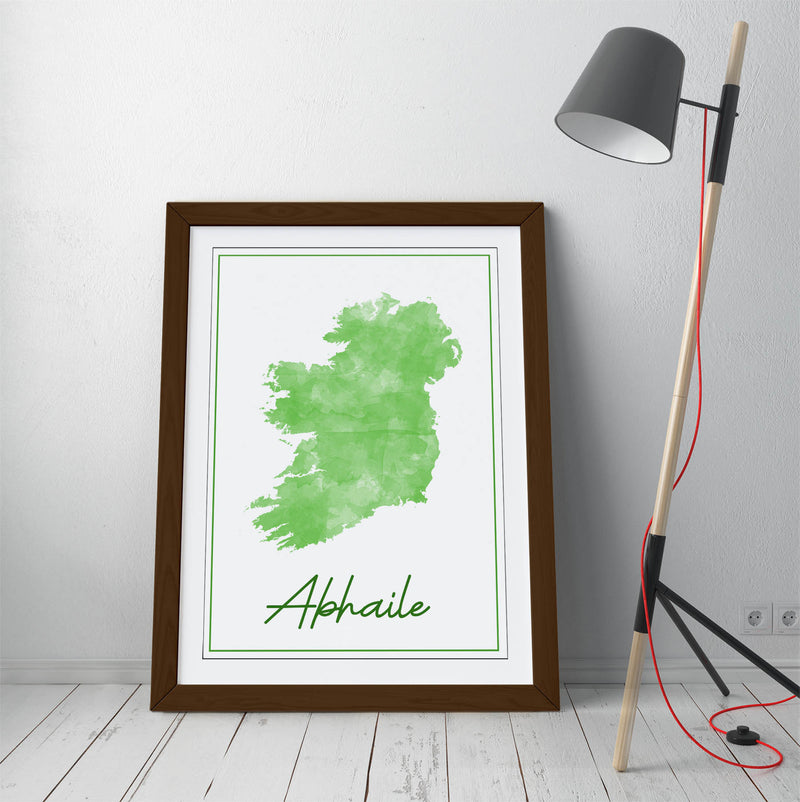 Watercolour Ireland 'Abhaile' - Colorful Wall Art With Woodgrain Frame & Matte Paper Print