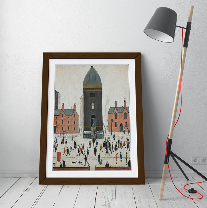 Framed Wall Art Print - L.S. Lowry 'Old Church Tower' On Matte Paper with Black, Walnut, Oak Frame