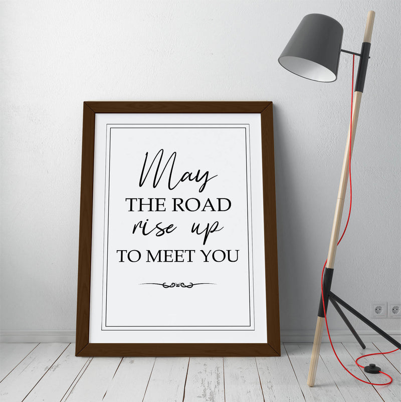 May The Road Rise up to Meet You (Irish Blessing) - Colorful Wall Art With Woodgrain Frame & Matte Paper Print