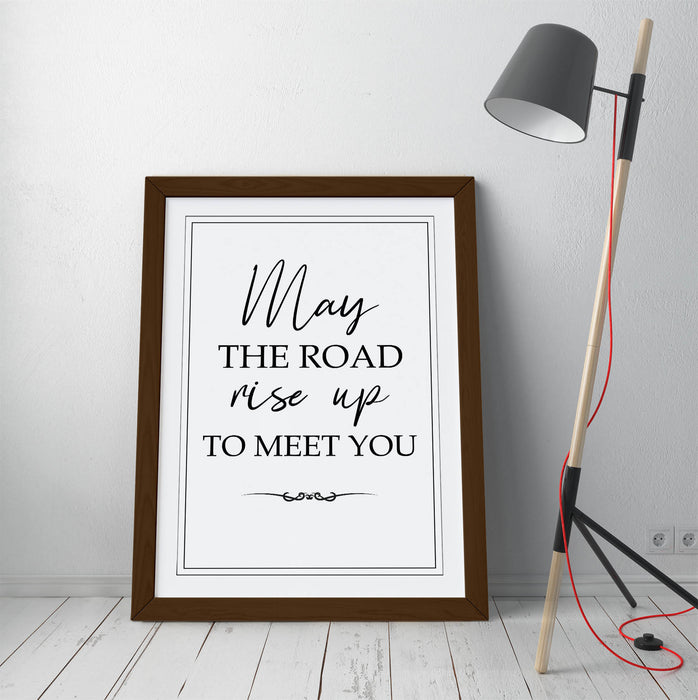 May The Road Rise up to Meet You (Irish Blessing) - Colorful Wall Art With Woodgrain Frame & Matte Paper Print