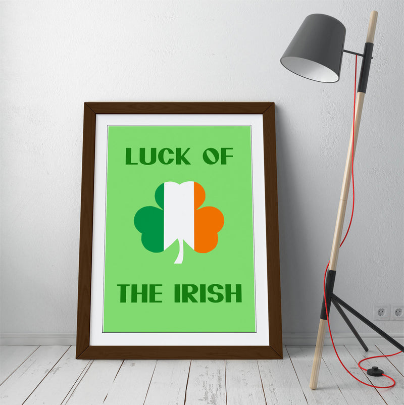 Luck of the Irish - Colorful Wall Art With Woodgrain Frame & Matte Paper Print