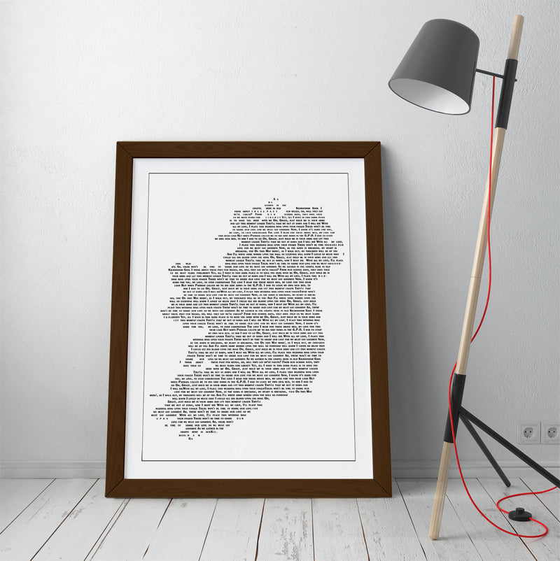 Grace Lyrics in the Shape of Ireland 'Wolfe Tones' - Colorful Wall Art With Woodgrain Frame & Matte Paper Print