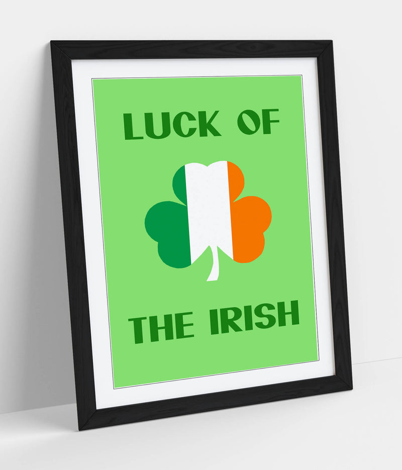 Luck of the Irish - Colorful Wall Art With Woodgrain Frame & Matte Paper Print