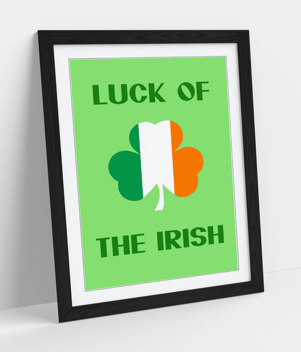 Luck of the Irish - Colorful Wall Art With Woodgrain Frame & Matte Paper Print