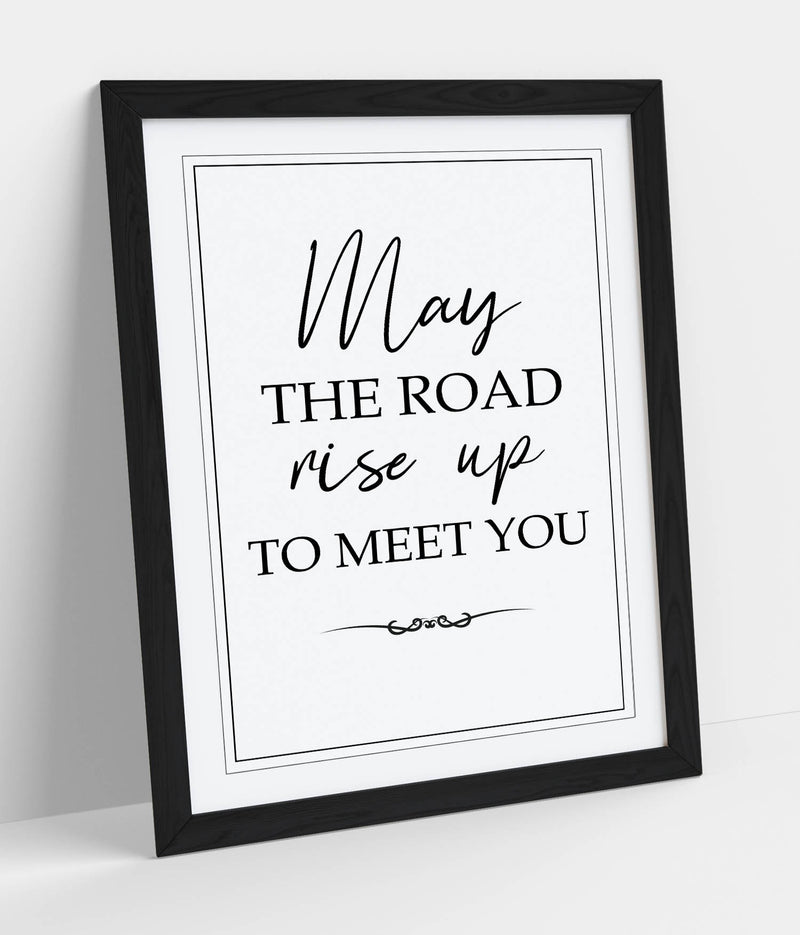 May The Road Rise up to Meet You (Irish Blessing) - Colorful Wall Art With Woodgrain Frame & Matte Paper Print
