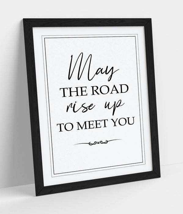 May The Road Rise up to Meet You (Irish Blessing) - Colorful Wall Art With Woodgrain Frame & Matte Paper Print