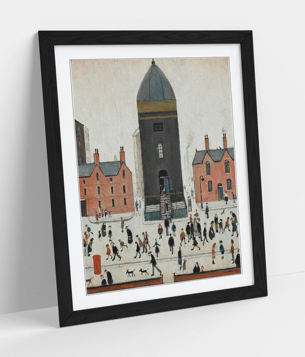 Framed Wall Art Print - L.S. Lowry 'Old Church Tower' On Matte Paper with Black, Walnut, Oak Frame