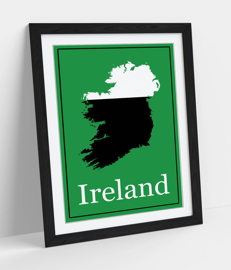Ireland as a Pint of Stout - Colorful Wall Art With Woodgrain Frame & Matte Paper Print