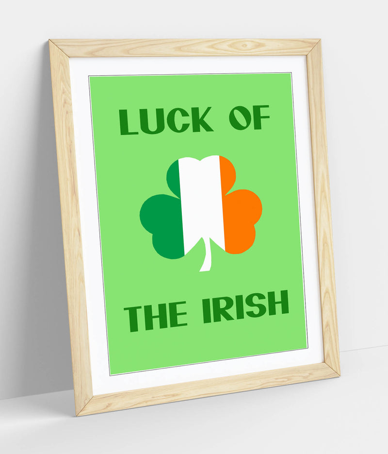 Luck of the Irish - Colorful Wall Art With Woodgrain Frame & Matte Paper Print