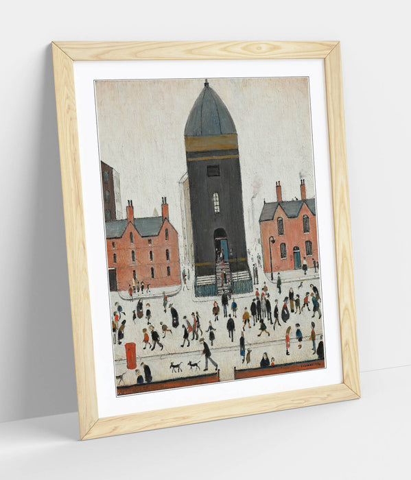 Framed Wall Art Print - L.S. Lowry 'Old Church Tower' On Matte Paper with Black, Walnut, Oak Frame