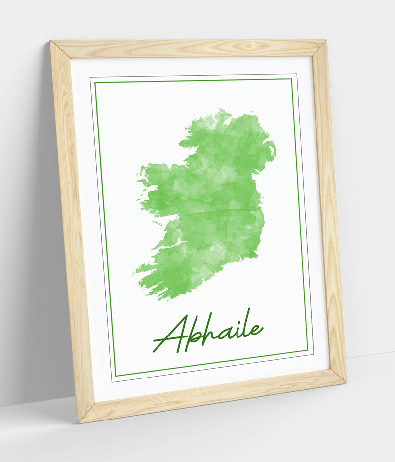 Watercolour Ireland 'Abhaile' - Colorful Wall Art With Woodgrain Frame & Matte Paper Print