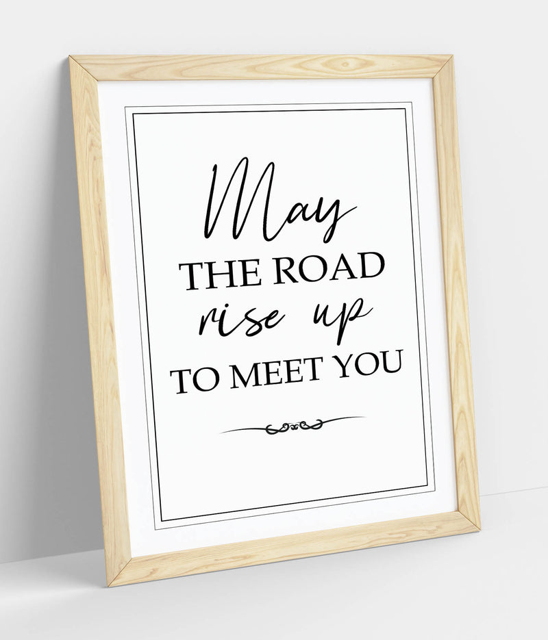 May The Road Rise up to Meet You (Irish Blessing) - Colorful Wall Art With Woodgrain Frame & Matte Paper Print