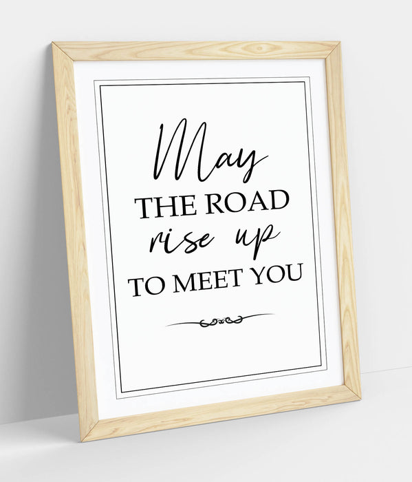 May The Road Rise up to Meet You (Irish Blessing) - Colorful Wall Art With Woodgrain Frame & Matte Paper Print