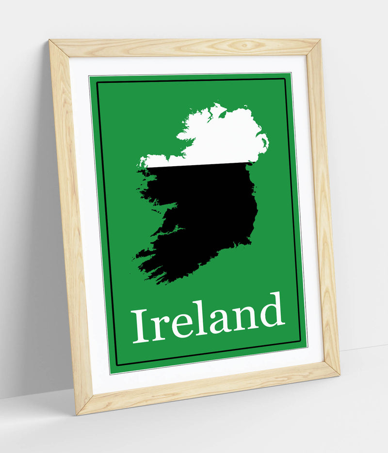 Ireland as a Pint of Stout - Colorful Wall Art With Woodgrain Frame & Matte Paper Print