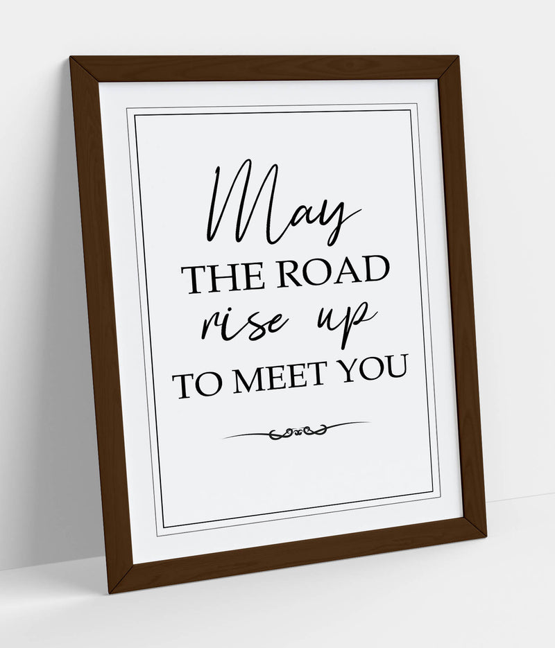 May The Road Rise up to Meet You (Irish Blessing) - Colorful Wall Art With Woodgrain Frame & Matte Paper Print