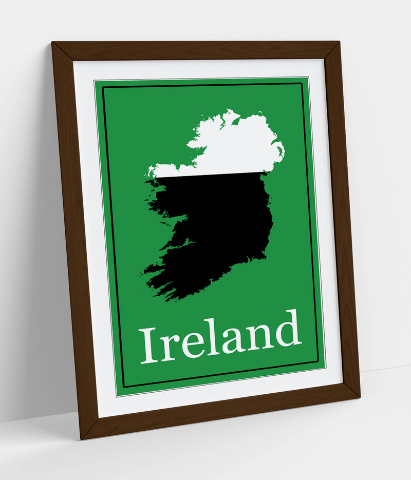 Ireland as a Pint of Stout - Colorful Wall Art With Woodgrain Frame & Matte Paper Print