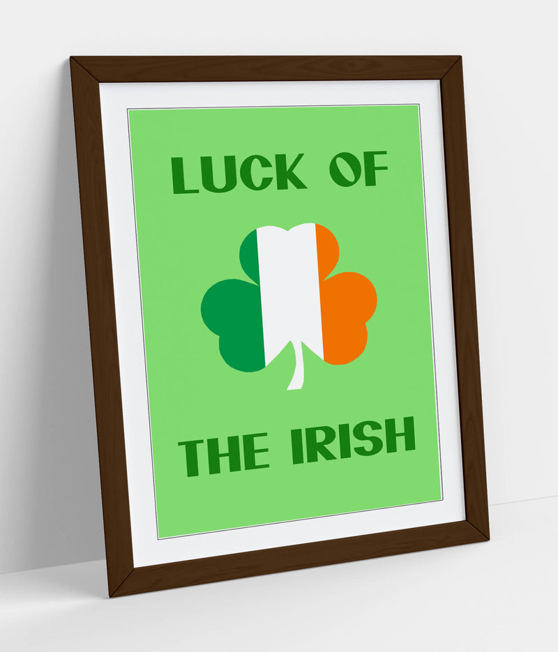 Luck of the Irish - Colorful Wall Art With Woodgrain Frame & Matte Paper Print