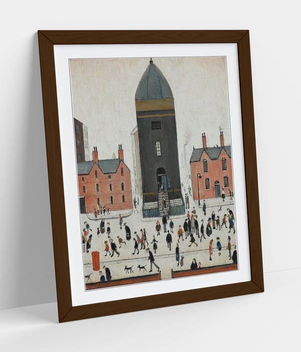Framed Wall Art Print - L.S. Lowry 'Old Church Tower' On Matte Paper with Black, Walnut, Oak Frame