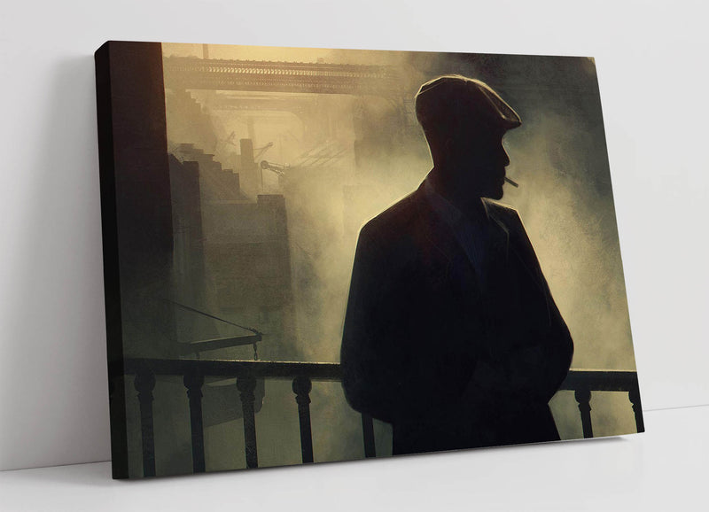 Peaky Blinders Thomas Shelby Smoking - Framed Canvas Wall Art