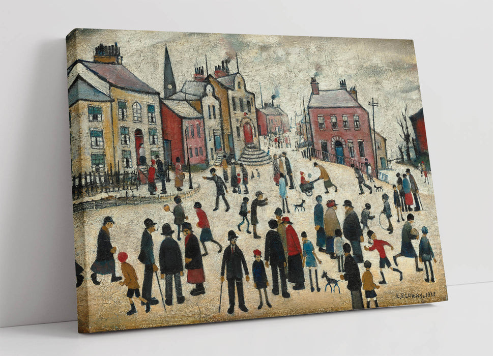 Canvas Wall Art | Handmade LS Lowry 'People Standing About' Painting - Framed Print