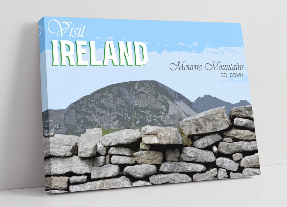 'Mourne Mountains' Visit Ireland Travel Poster - Wall Art Print | Handmade Home Decor