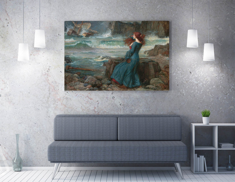 Canvas Wall Art – Framed John William Waterhouse 'Miranda The Tempest' Print With Premium Varnish Finish