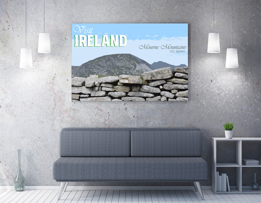 'Mourne Mountains' Visit Ireland Travel Poster - Wall Art Print | Handmade Home Decor