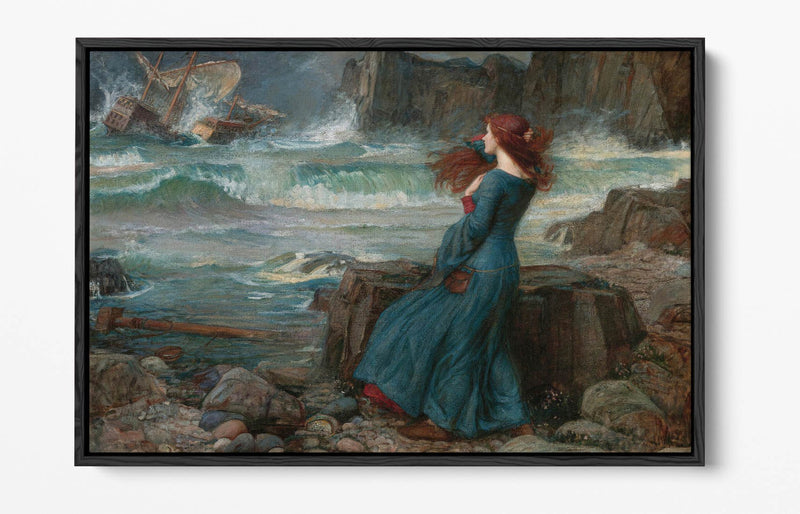Float Effect Canvas Art - John William Waterhouse 'Miranda the Tempest' Canvas Artwork | Premium 30mm Deep Frame