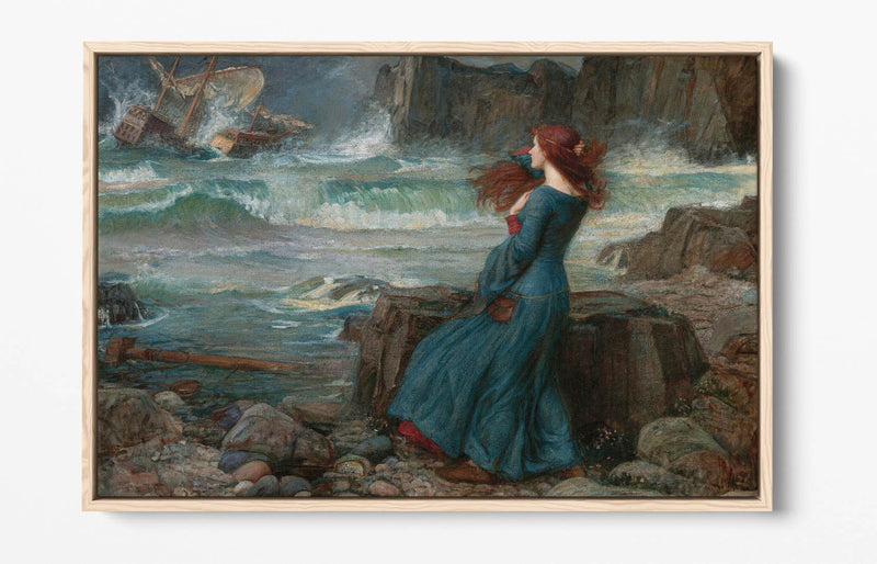 Float Effect Canvas Art - John William Waterhouse 'Miranda the Tempest' Canvas Artwork | Premium 30mm Deep Frame